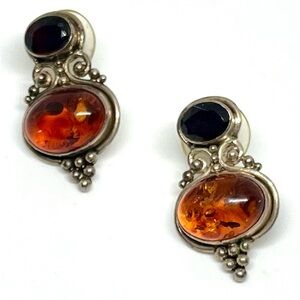 Sajen Amber & Garnet 925 Earrings